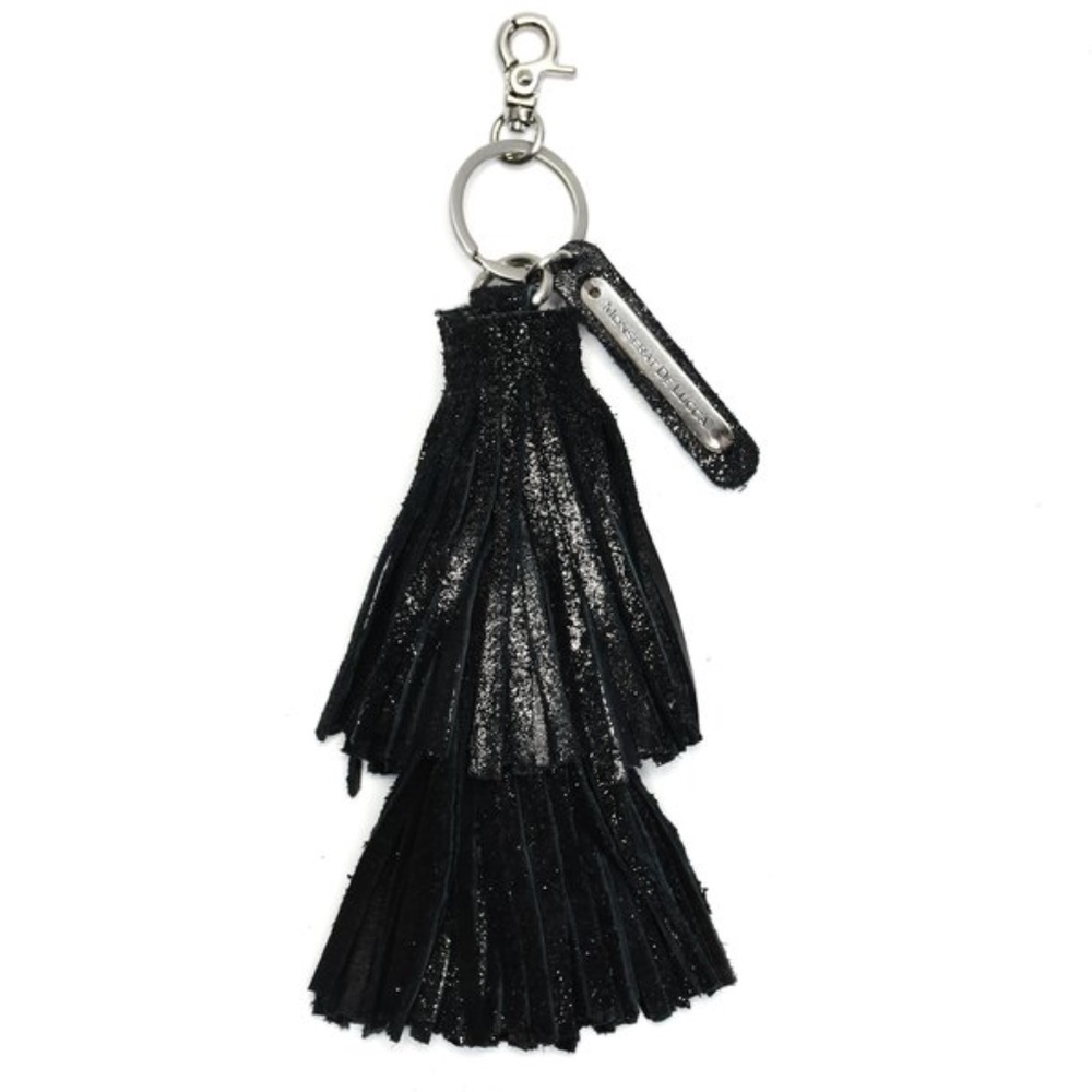 NWT Monserat De Lucca leather double tassel Black
